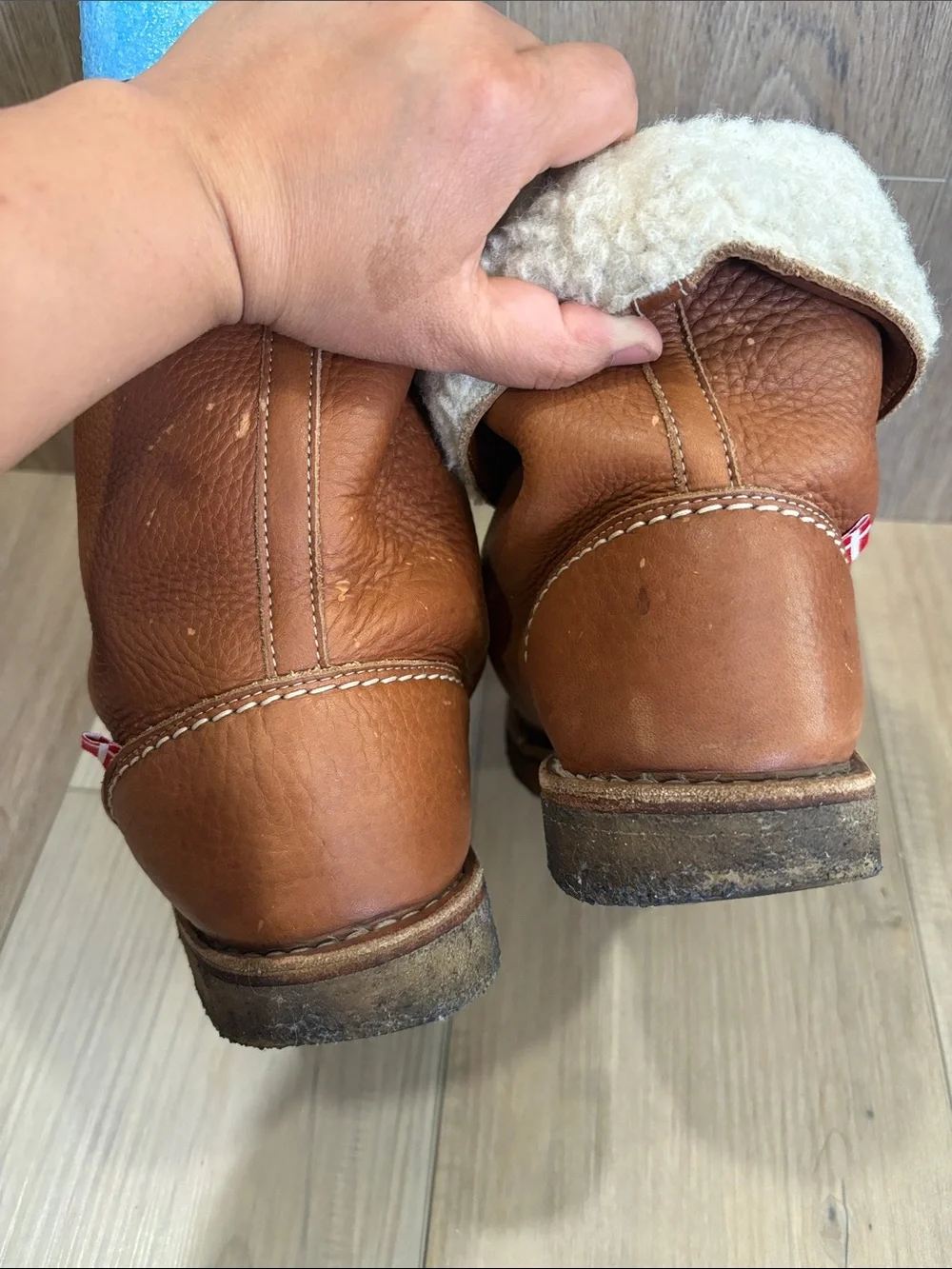 Duckfeet Unisex Århus Wool-lined Pebbled Leather Boots Nut Cognac Camel 39